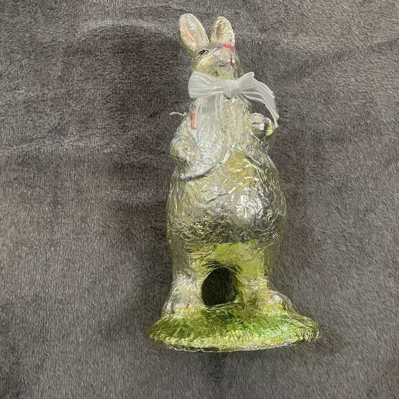 Bunny Rabbit Faux Foil Chocolate Figurine 11 inches tall Basket on Back Easter - Picture 4 of 10